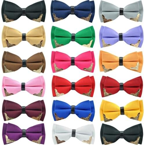 3 Packs Men Metal Flower Faux Leather Bowtie Wedding Party Tuxedo Bow Neck Tie BWTHZ0378