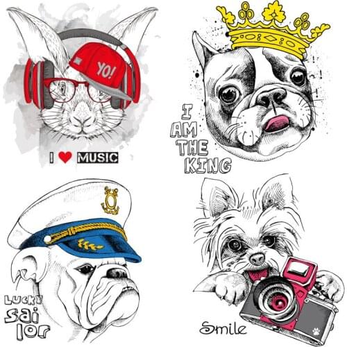 Hand Painted Animal Clothing Stickers Iron On Patches Diy Heat Transfers Patch For Clothes Boy Girl T-shirt Appliques Decoration