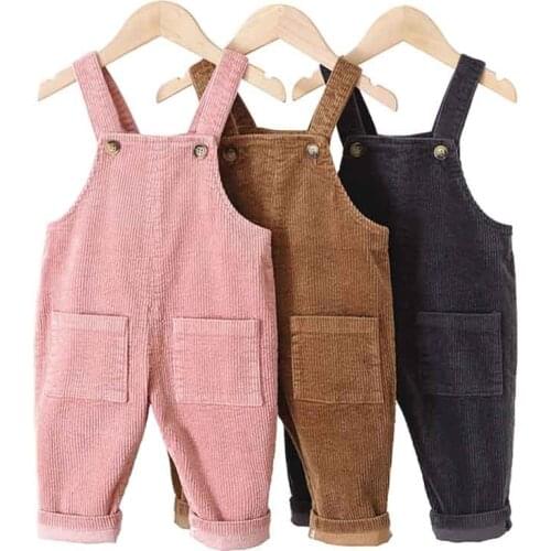 New Baby Overalls Boys Girls Corduroy Pants Infant Trousers Kids Autumn Pants Korean Childrens Pocket Overalls 0-3 Year