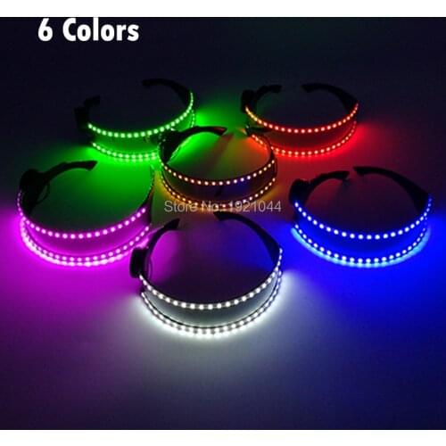 New designed Light up Party LED Glasses 6 Colors Available LED Sunglasses Rave Costume Party DJ Glasses Performance Props