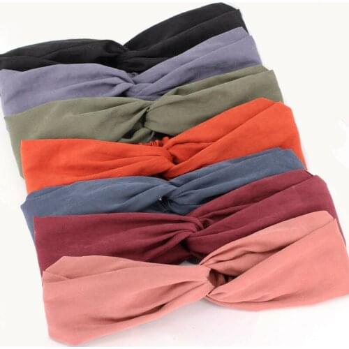 Wholesale All-match Simple Solid Color Comfortable Fabric Twist Turban Fitness Headband Running Head Wrap Hair Accessories