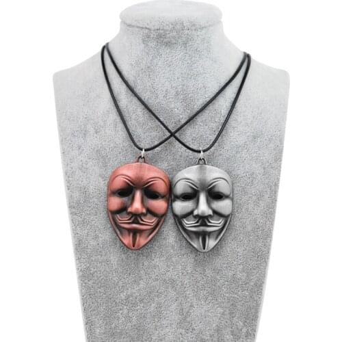 Original New Leather Chain Retro V for Vendetta Pendant Necklace Men Vintage V Choker Necklace Women Jewelry Party Gift