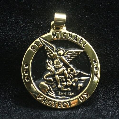 Cool 316L Stainless Steel Star SAINT MICHAEL PROTECT US Pendant