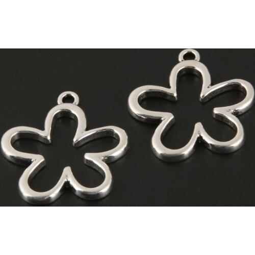 3Pcs Charms Plant Flower Silver Color Pendant For Making Women Earrings Necklaces Jewelry Wholesale