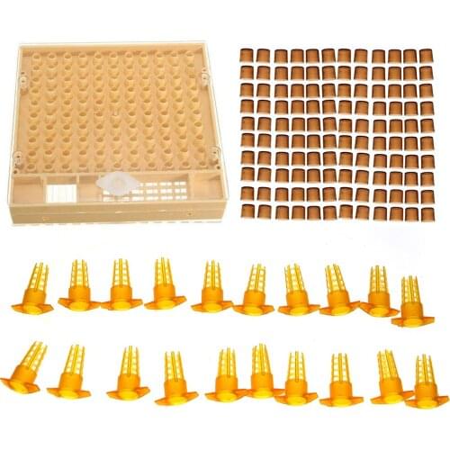 1SET Complete Queen Rearing New King Set Plastic Incubation Box Larva Beekeeping Tools Brown Cell Cup Cap Protective Cover Bee