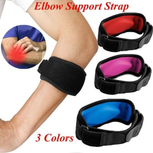 Adjustable Tennis Elbow Support Gym Sport Elbow Protective Pad Pain Relief Golf Brace Strap Joint Protector for Outdoor Sports