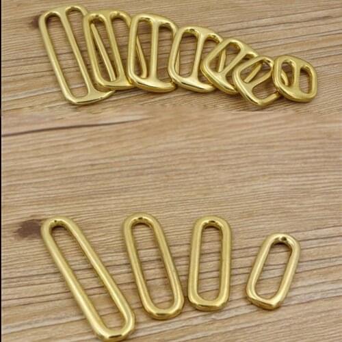 No connection gap solid brass leather bag belt adjustable buckle set 6pcs adjustable with 6pcs O ring