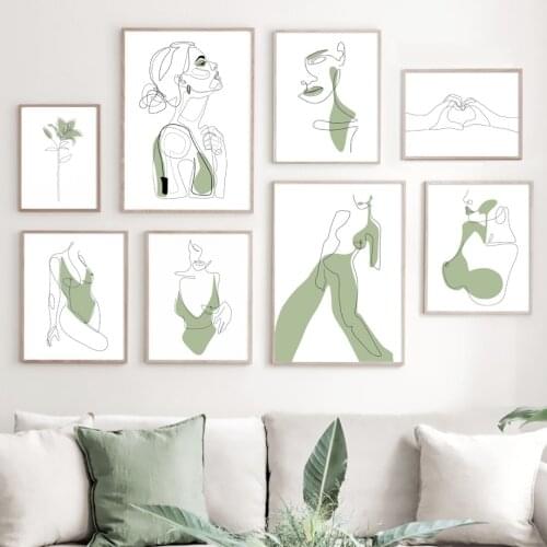 Abstract LIne Girl Scandinavian Wall Art Canvas Painting Nordic Posters And Prints Minimalism Wall Picture For Living Room Decor