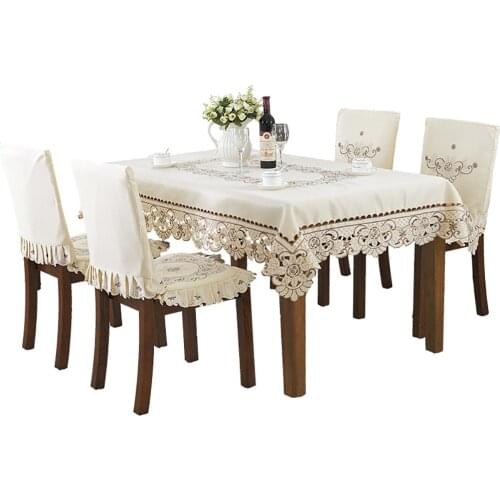 Lychee European Style Embroidery Table Cloth Simple Rectangle Table Cover Home Wedding Birthday Party Tablecloth