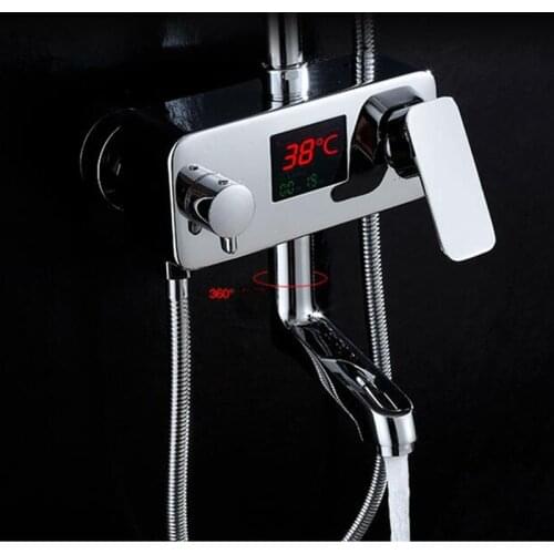 Vidric Digital Display Shower Faucet Luxury Rain Shower Set Water Powered Digital Display No Need Battery 8 Inch Rain Shower Hea