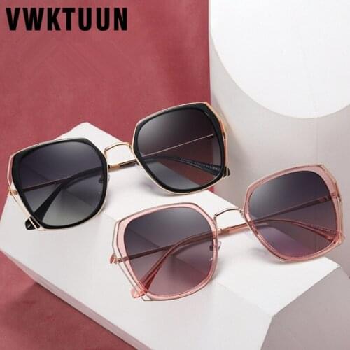 VWKTUUN Polarized Sunglasses Women Men 2020 UV400 Vintage Driving Driver Eyewear Metal Frame Gradient Glasses Square Points