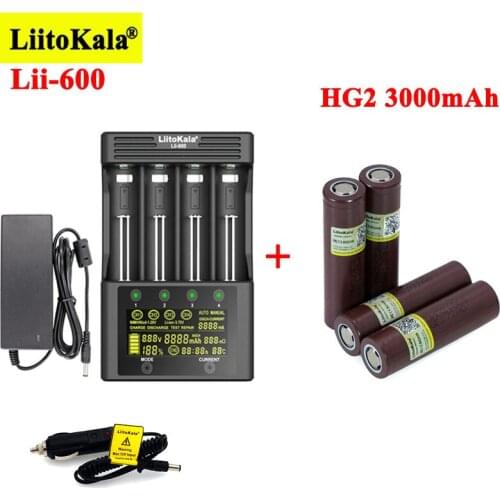 LiitoKala HG2 3000mAh Rechargeable batteries with Lii-600 Battery Charger for 3.7V Li-ion 18650 21700 26650 1.2V AA aaa NiMH
