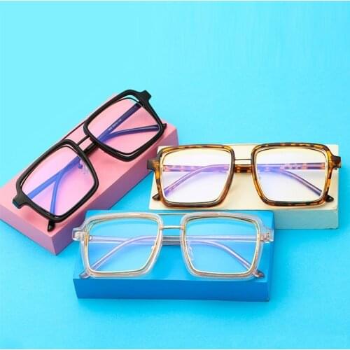 Unique Design Concave Transparent Lens Glasses Frame Women Square Blue Light Glasses Fashion Metal Optical Myopia Glasses Frame
