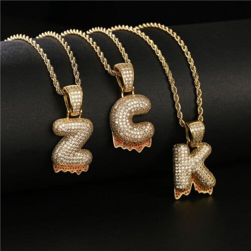 Hip Hop Lava Gold Color Letter Necklace For Men Women Luxury CZ Big Size Rope Chain Initial Necklaces Male Party Punk Jewelry