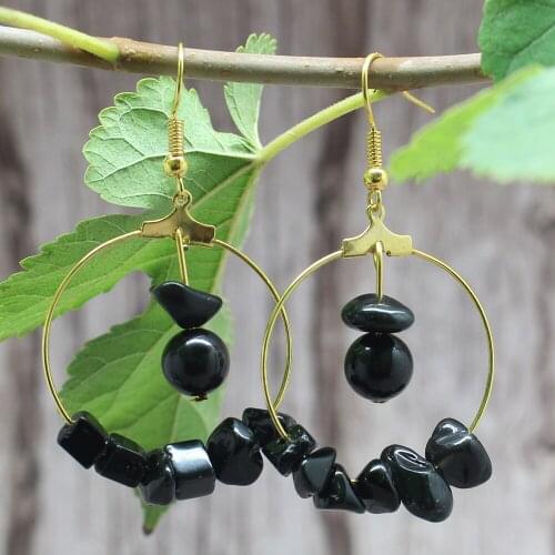 Momiji Boho Natural Stone Drop Earrings for Women Handmade Crystal Moonstone Labradorite Lapis Lazuli Earrings Wedding Jewelry