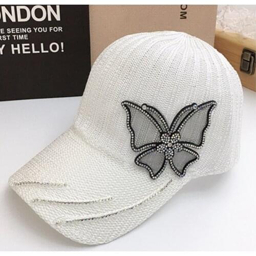 Womens Baseball Cap Diamond Painting Bow Denim Snapback Hats Jeans Woman Female Cap Summer Breathable Sun Hat