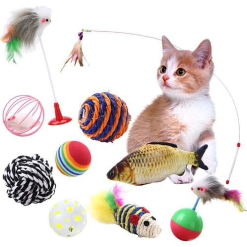 10Pcs Cat Toy Set Variety Pack Training Cat Interactive Toys Chew Toys Pet Toys for Cats interactive Products