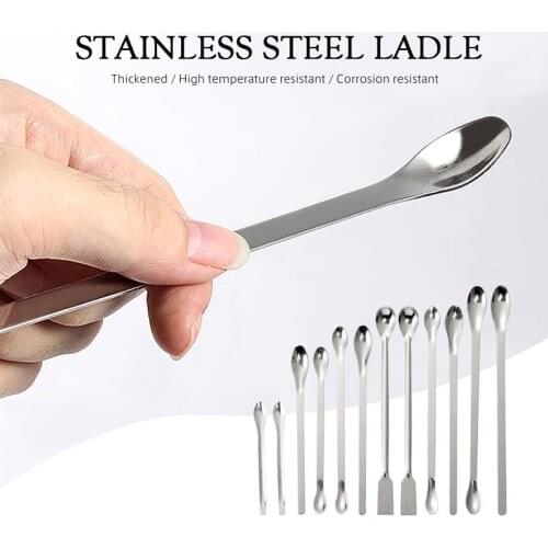 12pcs Stainless Steel Medicinal Spoon Spatula Shovel Head Experiment Pharmacy Laboratory Teaching Use
