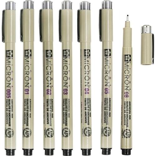 7 pcs/Lot Sakura Pigma Micron needle for drawing sketch cartoon archival ink gel pen Stationery Animation Art supplies A6922