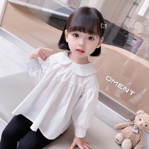 Girls White Blouse Solid Color Blouse For The Girl Casual Style Childrens Shirts For Girls Autumn Girls Clothes