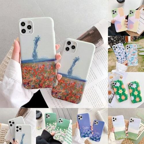 Art Floral Daisy Phone Case For iPhone 11 X XR XS Max 6S 7 8 7Plus 5 Fashion Daisy Flower Case For Huawei Soft Back Cases Cover