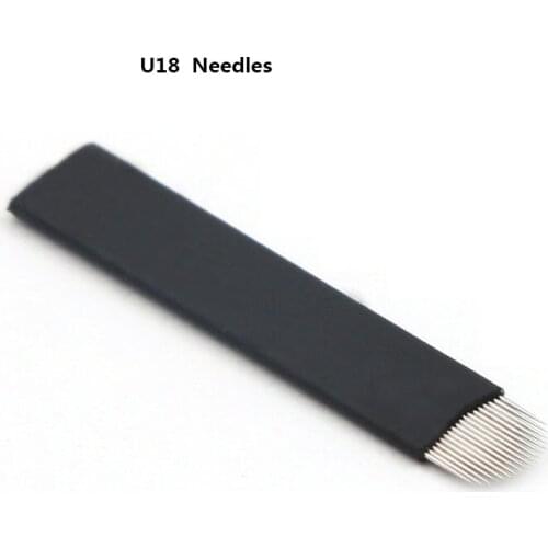 Black 0.18mm agujas microblading needles 18 u shape pin permanent makeup needles Eyebrow Tattoo Curved Blade 18 Needles 50pcs