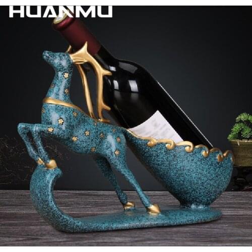 Deer Wine Rack Decoration Wine Cabinet Creative Home European Style Room Decoration Shelf Living Room Wine Bottle Rack Crafts