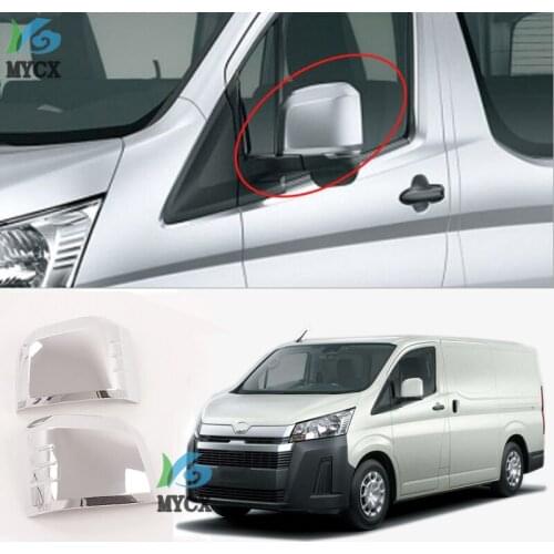 For TOYOTA Hiace 2019 2PCS ABS chrome plating Car Side Door Rearview Mirror Protect Frame Cover Trims Car Styling Accessories