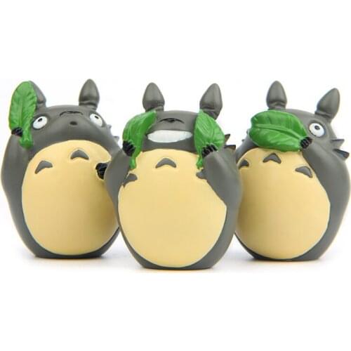 3pcs/lot My Neighbor Totoro Kiki Kikis Delivery PVC Cat Action Figure Doll Leaf Sunshade Resin Plastic Model