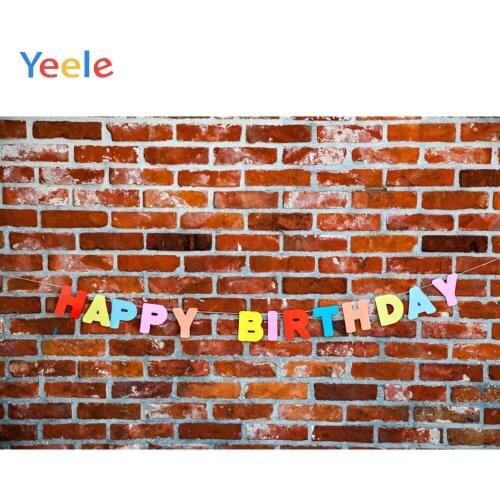 Yeele Brown Brick Wall Grunge Portrait Happy Birthday Photography Backgrounds Customized Photographic Backdrops for Photo Studio