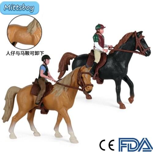 Simulation Horse Racing Animal Action Figures Farm Animal Rider Action Figure Model Educational Toy Model Doll For Children Gift