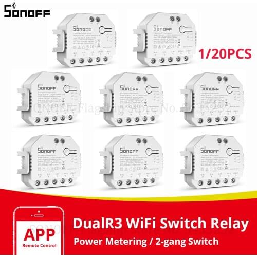 SONOFF DualR3 Wifi Smart Switch Module MINI DIY Two Way Control Power Monitor 2 Gang Relay Voice Works with Alexa Google Home