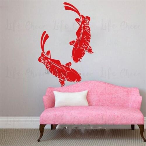 Koi Fish Wall Sticker Living Room Bedroom Carp Giant Fish Ocean Sea Animal Wall Decal Kids Room Vinyl Home Decor Wall Art Mural