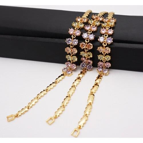 MIRAFEEL Gold Color Beautiful colorful Austrian Crystal Bracelet For Women Wedding Party Jewelry Female Bracelet Wholesale