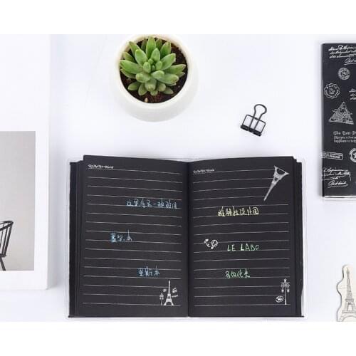 DL Creative stationery iron tower black page Notepad large black-and-white glue set notebook students' notebook articles