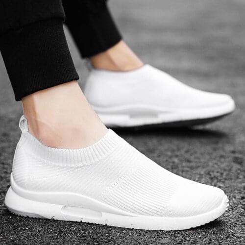 Summer Slip on Socks Sneakers Man Sport Lightweight Running Shoes Mens White Sports Shoes Male Tennis Chausure Footwear D-464