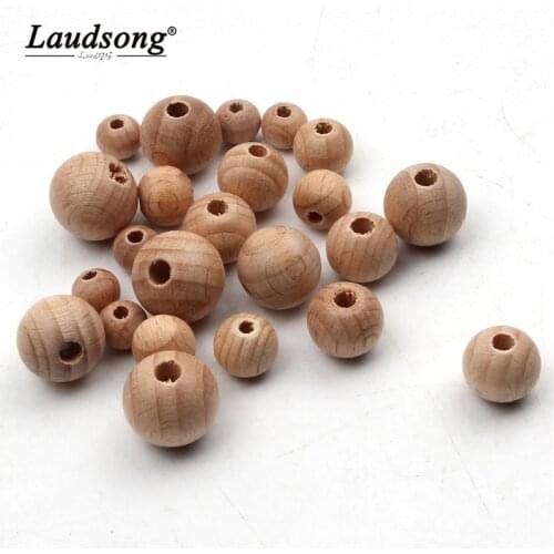 8-30MM Natural Beech Round Wooden Beads For Fashion Jewelry Making DIY Wooden Crafts Accessories Beads Wholesale