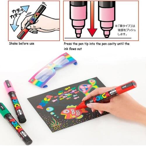 Mitsubishi UNI Posca PC-1M Marker Extra Fine Bullet Tip 0.7mm Water Resistance Paint Writing Pen for Advertising,Poster,POP,CD