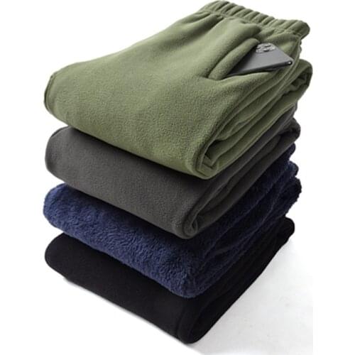 Polar fleece fleece trousers men plus velvet thick outdoor autumn and winter warm trousers sports and leisure mens hiking pants
