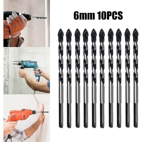 10PCS 6mm Tungsten Carbide Drill Bit Set For Porcelain Tile Concrete Brick Glass