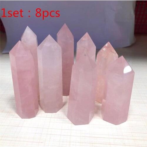 Natural Rose Quartz Crystal Point Wand Pink Crystal Quartz Tower Rose Crystal Obelisk Flat Bottom Healing Crystal gemstone