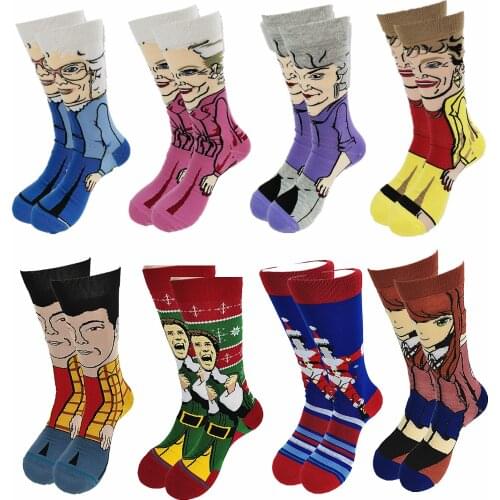Golden Girls Christma Cartoon Socks Hip Hop Anime print Funny Tube Socks Novelty Men Women Personalized Casual Cotton Fun Socks