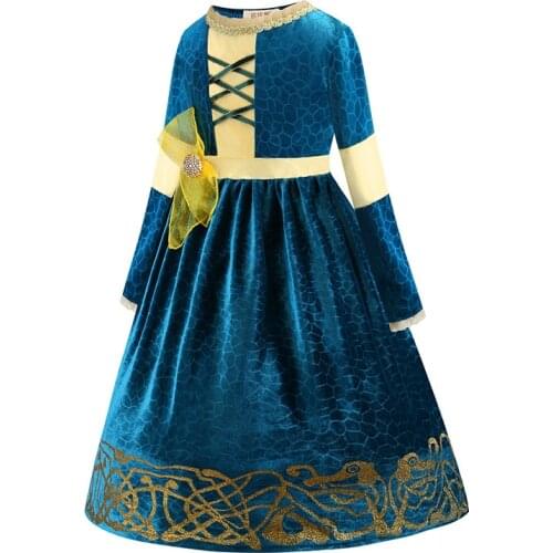 New Child Girls Dresses Brave Princess Cosplay Costume Halloween Rave Party Costumes Kids Cartoon Anime Dress Uniform