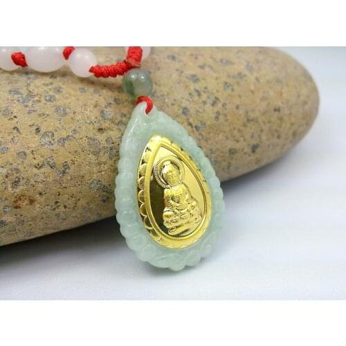New Design Top Quality Guanyin Jade Necklace Pendant For Men Women Good Luck Gold Jade Pendants