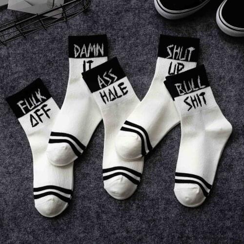 Autumn Winter Unisex Cool Funny Women Cotton Sexy Socks English Letter Street Fashion Mens Cotton Sox Womens Ins Socks Hot Pop