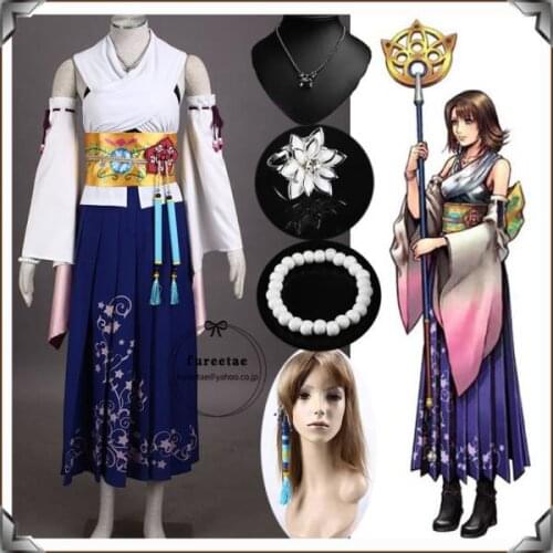 Full Set Final Fantasy X FF 10 Yuna/Yunie Video Game Cosplay Costume for Women Custom Made any size