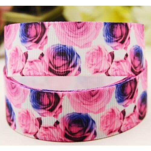 22mm 25mm 38mm 75mm Flower printed Grosgrain Ribbon party decoration 10 Yards X-04451