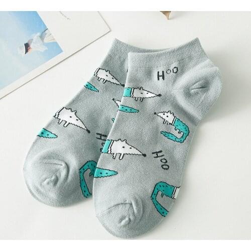 1Pair/lot New Wholesale Lovely Cartoon Cotton Socks For Women Girls Summer Spring Fashion Slippers Ladies Ankle Meias A129