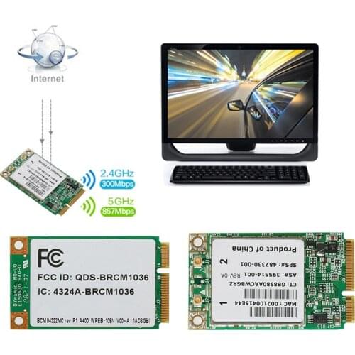 2021 New Mini Dual Band BCM94322MC Wireless-N WIFI 300M PCI-E Card For SPS:487330-001