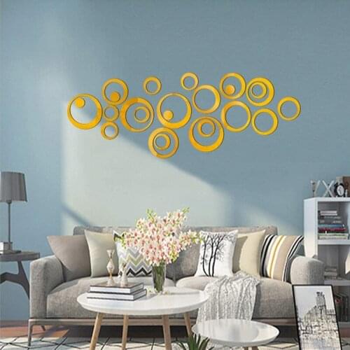 24Pcs/lot DIY 3D Acrylic Mirror Style Removable Decal Vinyl Art Wall Sticker Home Decor Living Room Mirrored Decorative Sticker